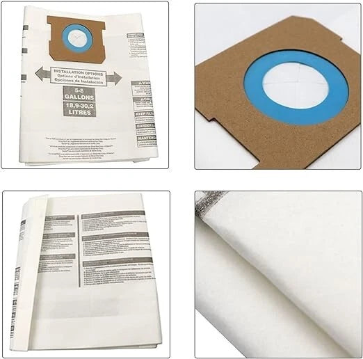 3-15 PACK - 5-8 Gallon High Efficiency Replacement Dry Vacuum Bags - SHOPVAC BAG