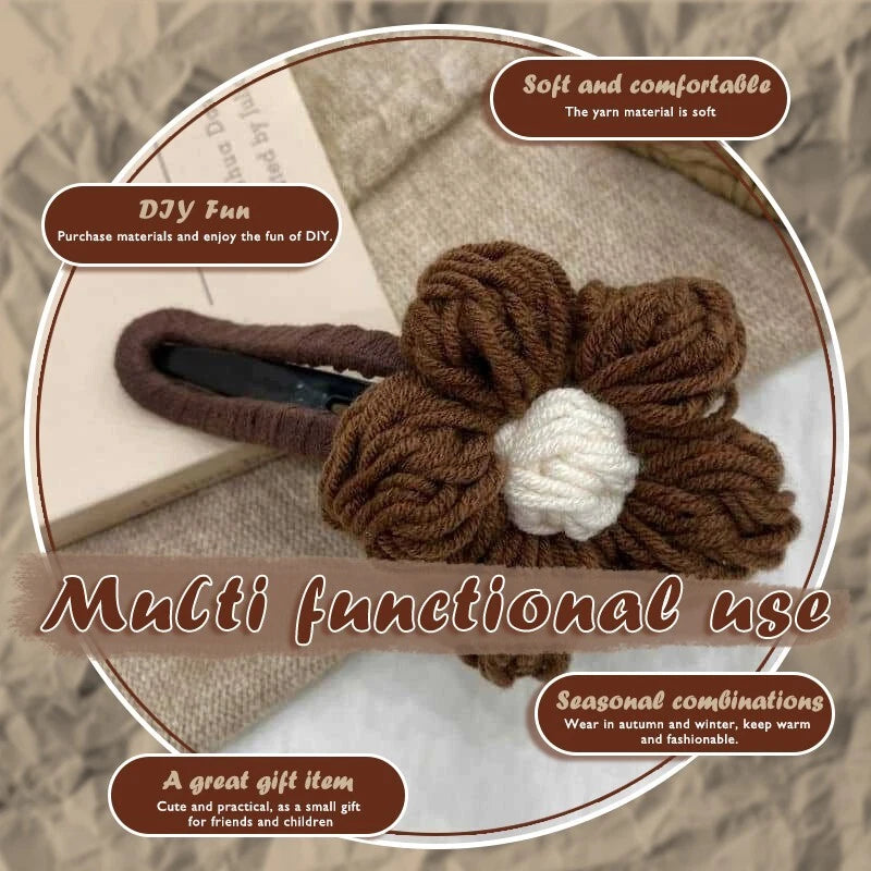 Dark coffee yarn duck Bill with large half tie hair clip fascinator - Women