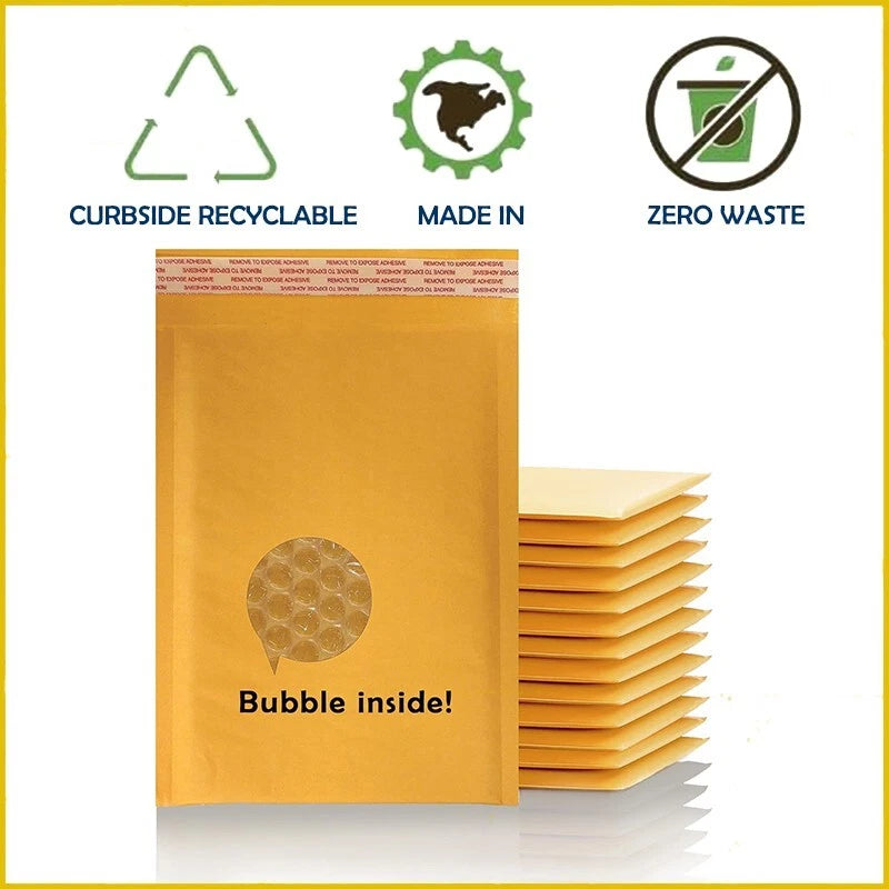#5 10.5x15 yellow cowhide bubble mail padded envelope bag shock-absorbing bag