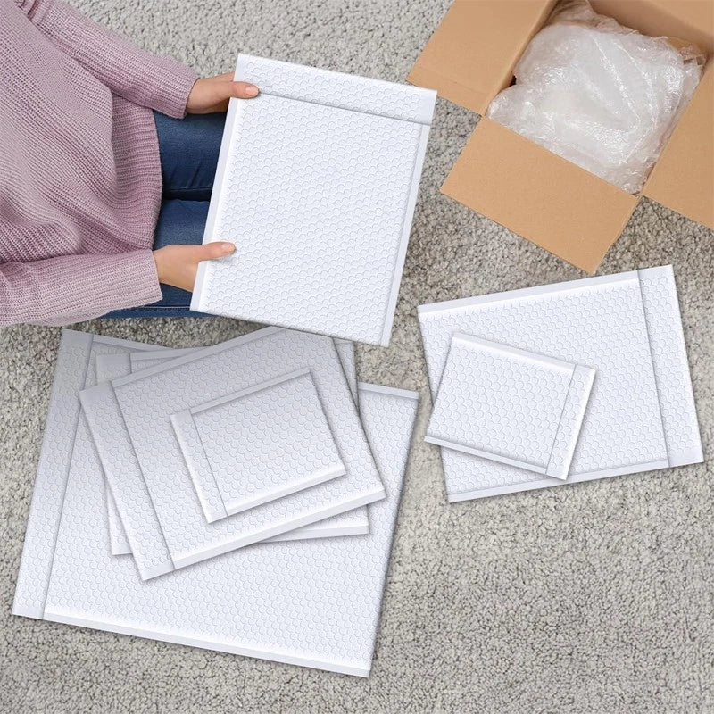 8x9 inch White Polyethylene Envelopes, Pack of 50, for Mailing Packages