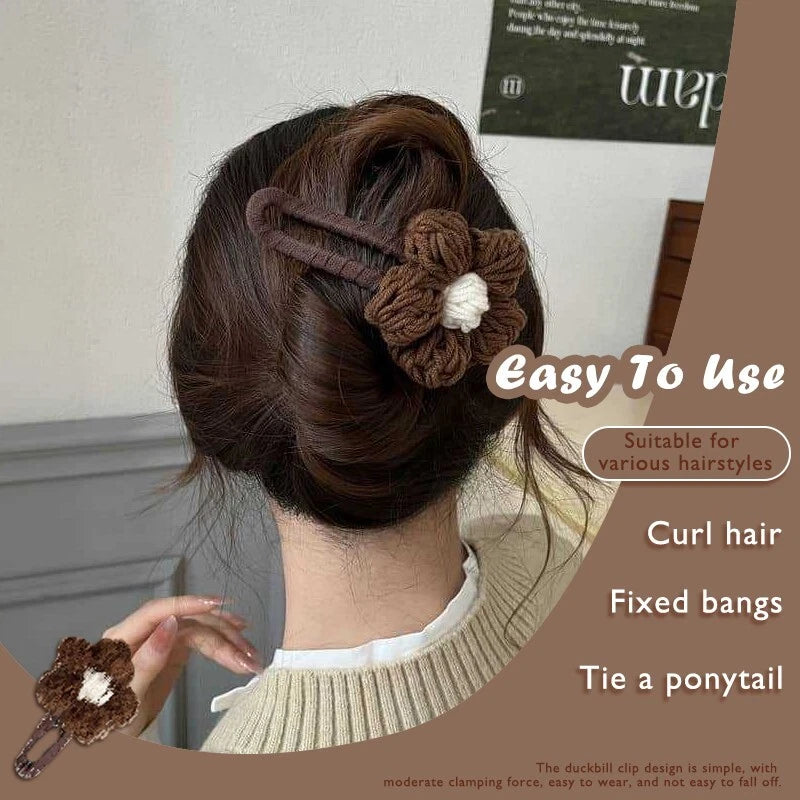 Dark coffee yarn duck Bill with large half tie hair clip fascinator - Women