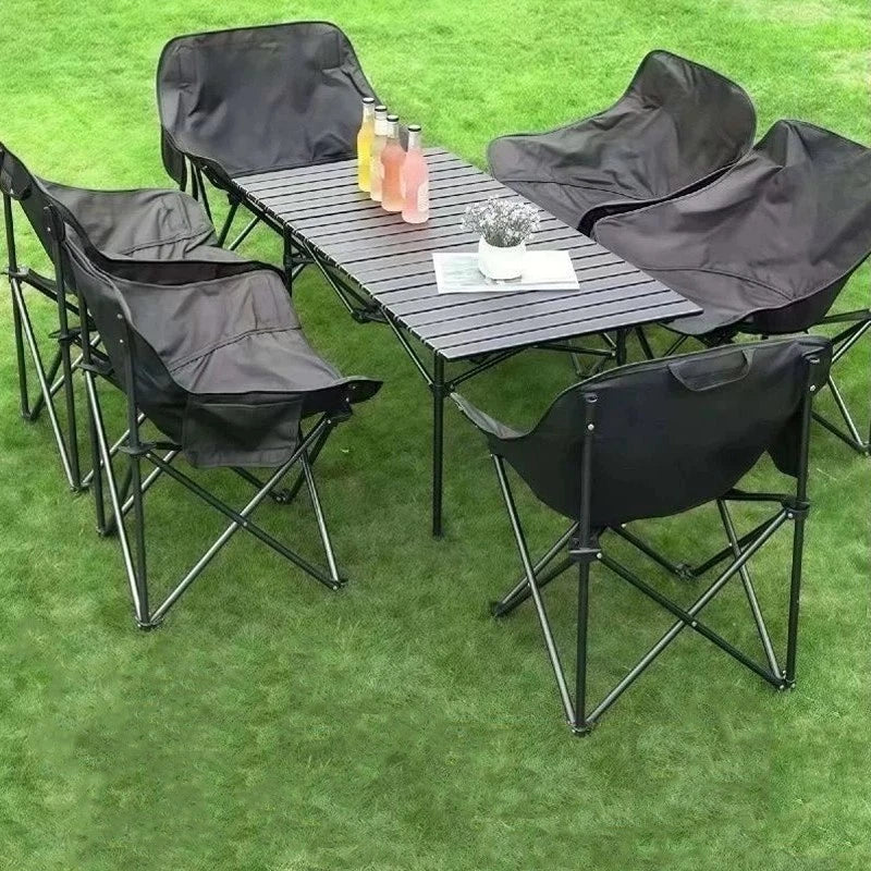 Black portable camping chair ，low backrest - for outdoor activities/fishing，1pcs