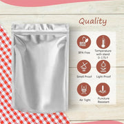 Polyester film bags for food storage, 7 x 10-inch resealable aluminum foil bags