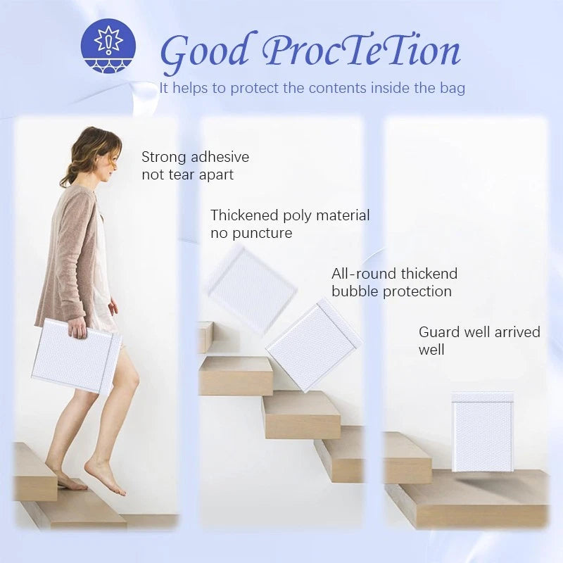 8x9 inch White Polyethylene Envelopes, Pack of 50, for Mailing Packages