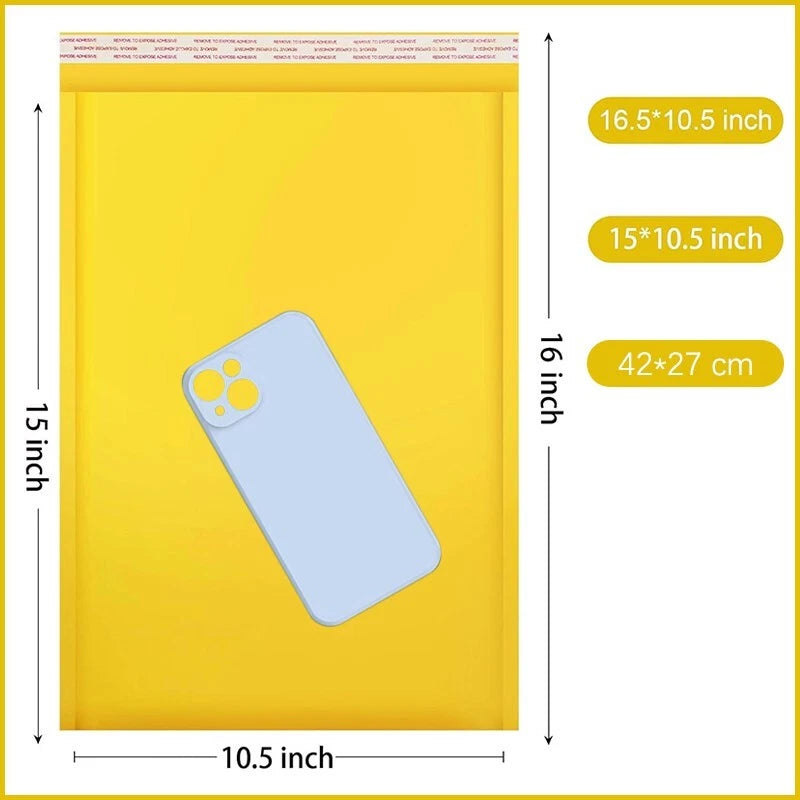 #5 10.5x15 yellow cowhide bubble mail padded envelope bag shock-absorbing bag