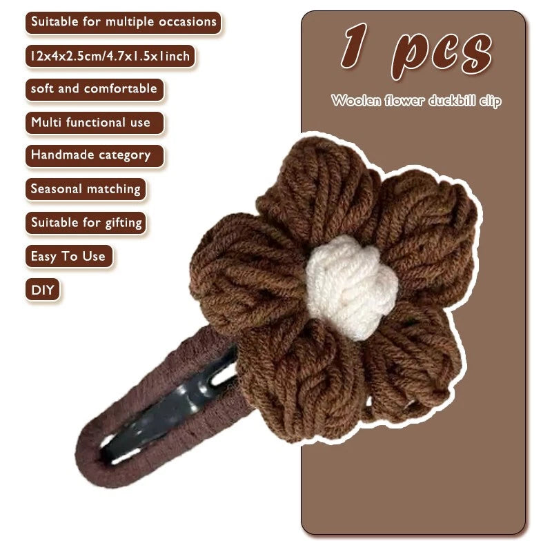 Dark coffee yarn duck Bill with large half tie hair clip fascinator - Women