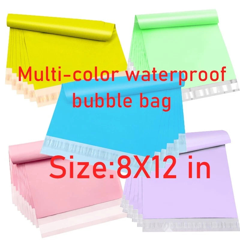 8x12 inch multi-color waterproof mailing bag with strong adhesive seal