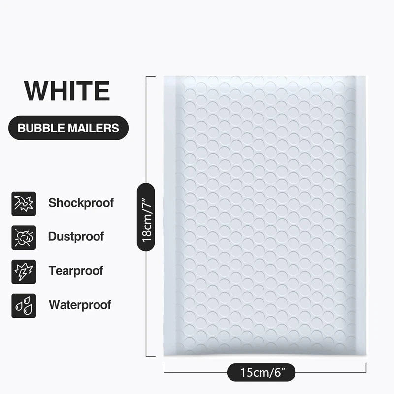 6x7 inch White Polyethylene Envelopes, Pack of 50, for Mailing Packages