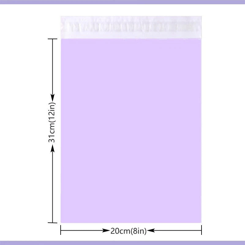 8x12 inch purple waterproof mailing bag, strong adhesive seal, tear resistant