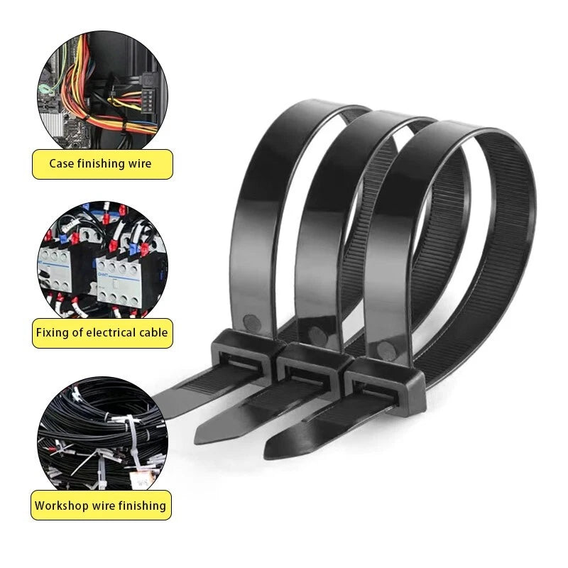 14-inch self-locking zipper cable ties, suitable for homes, workshop and garages