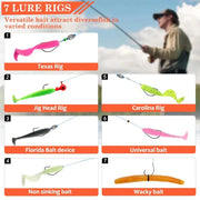 138 Bait sets - Fishing gear box with spoon bait, soft plastic worms and bait