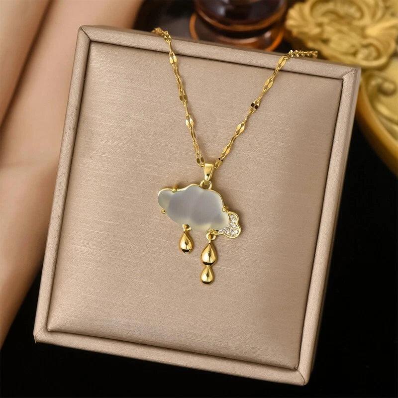 Cloud water drop necklace, ladies' pendant, tear drop necklace, birthday gift