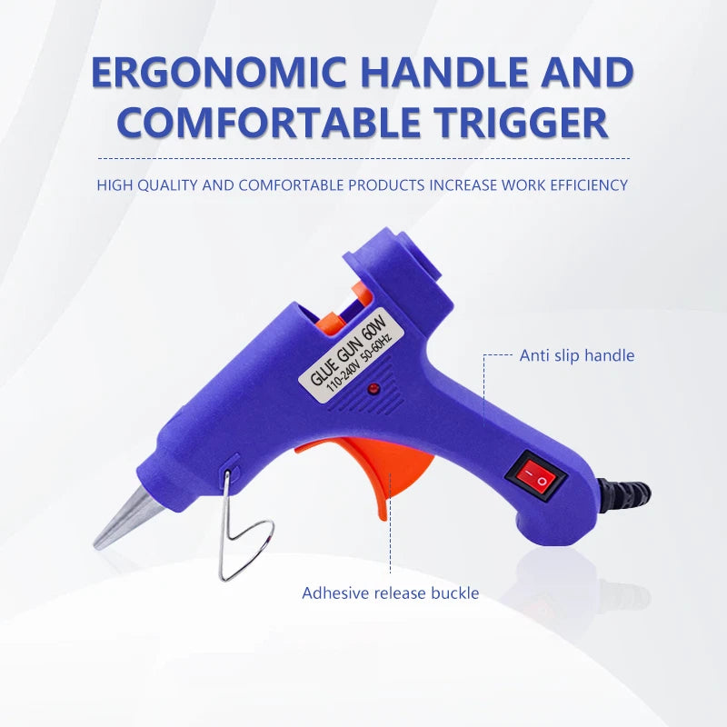 60W Hot Glue Gun Set with 20 Glue Sticks | DIY Hand Repair Tool
