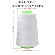 5 packs of white all-purpose polyester sewing thread for hand and machine sewing