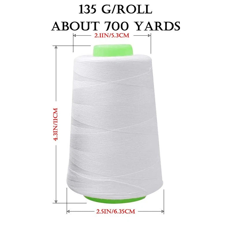 5 packs of white all-purpose polyester sewing thread for hand and machine sewing