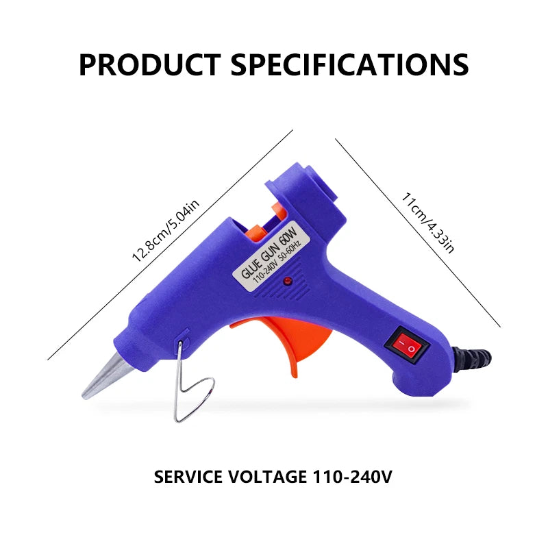 60W Hot Glue Gun Set with 20 Glue Sticks | DIY Hand Repair Tool