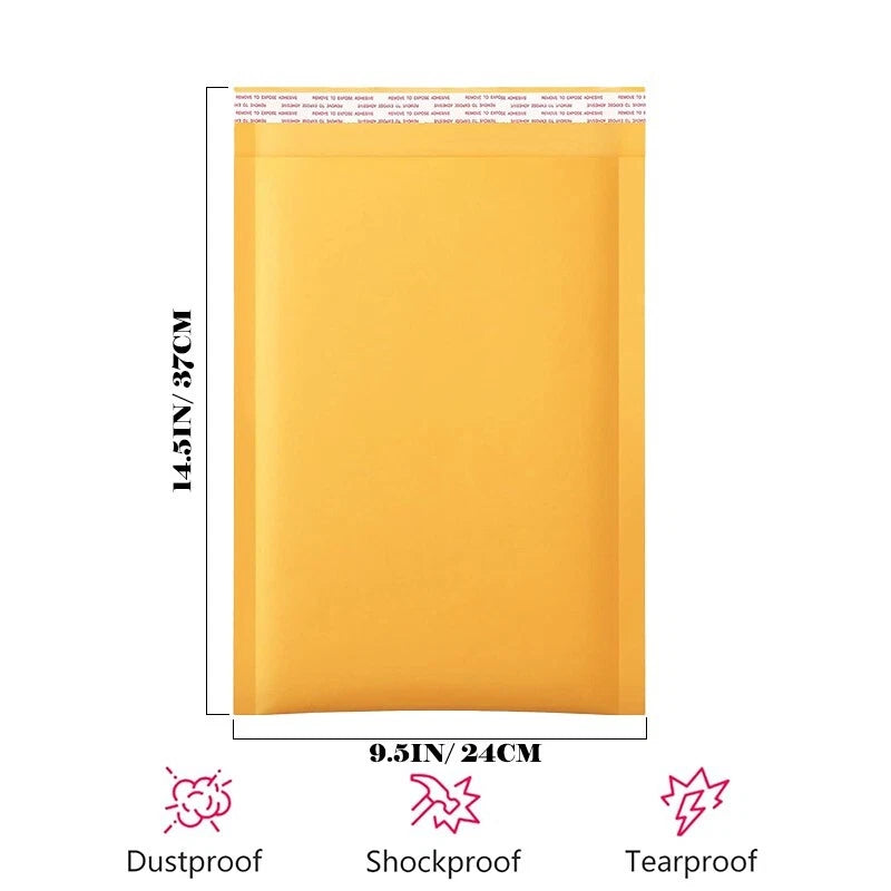 9.5x14.5 yellow cowhide bubble mail padded envelope bag shock-absorbing bag