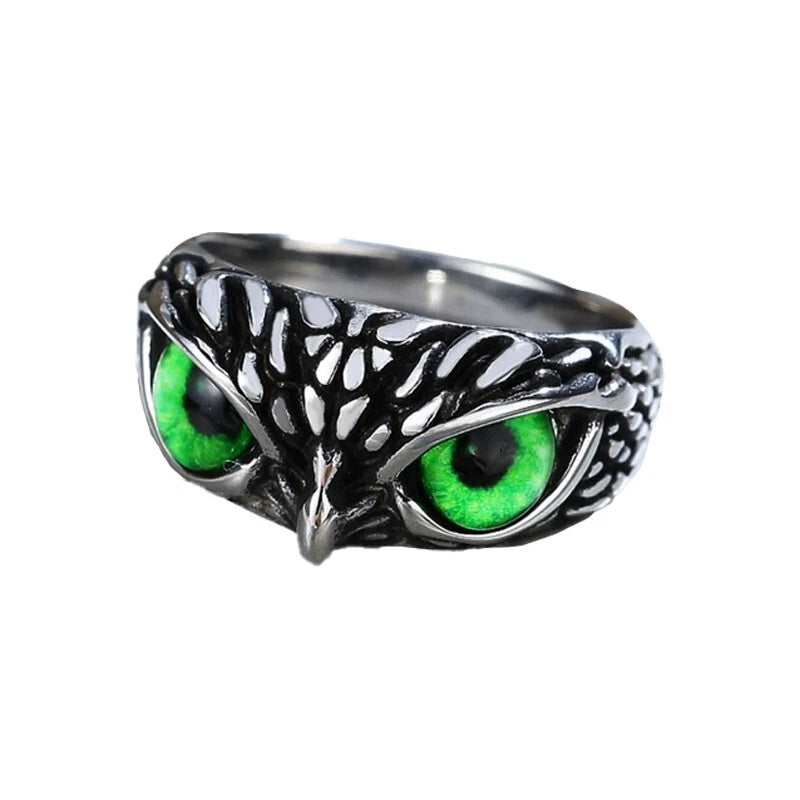 Owl Finger Ring Green vintage opening adjustable for ladies male couple jewelry