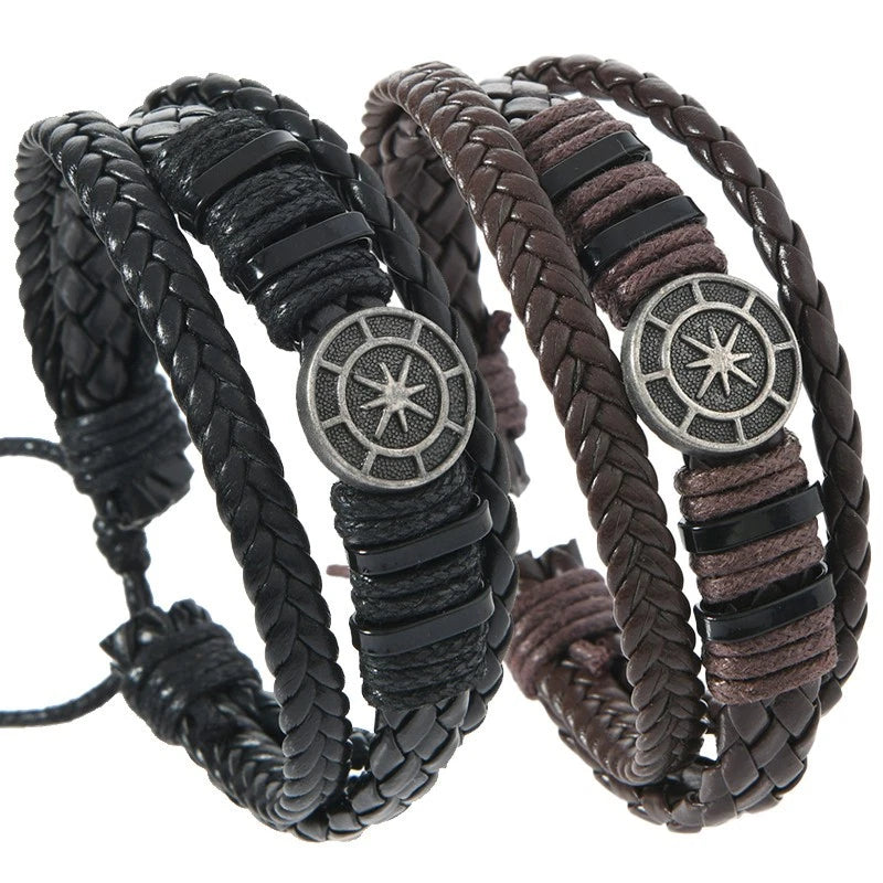 Vintage astrological chart woven bracelet with adjustable wrap-around chain-1pcs