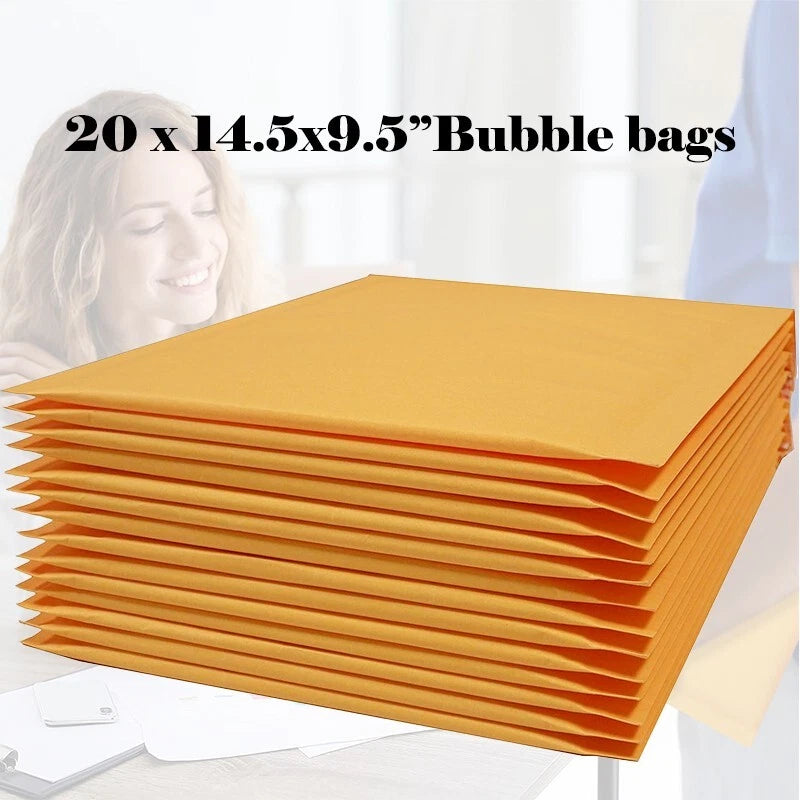 9.5x14.5 yellow cowhide bubble mail padded envelope bag shock-absorbing bag