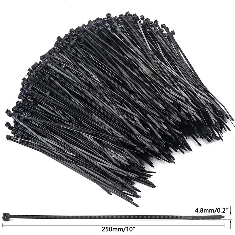 10-inch self-locking zipper cable ties, suitable for homes, garages and workshop