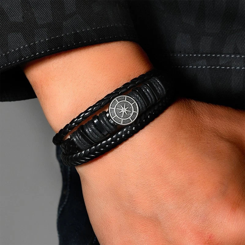 Vintage astrological chart woven bracelet with adjustable wrap-around chain-1pcs