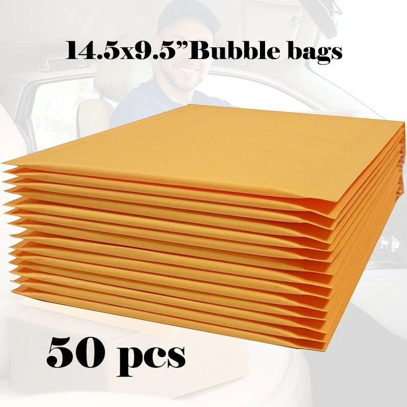 9.5x14.5 yellow cowhide bubble mail padded envelope bag shock-absorbing bag
