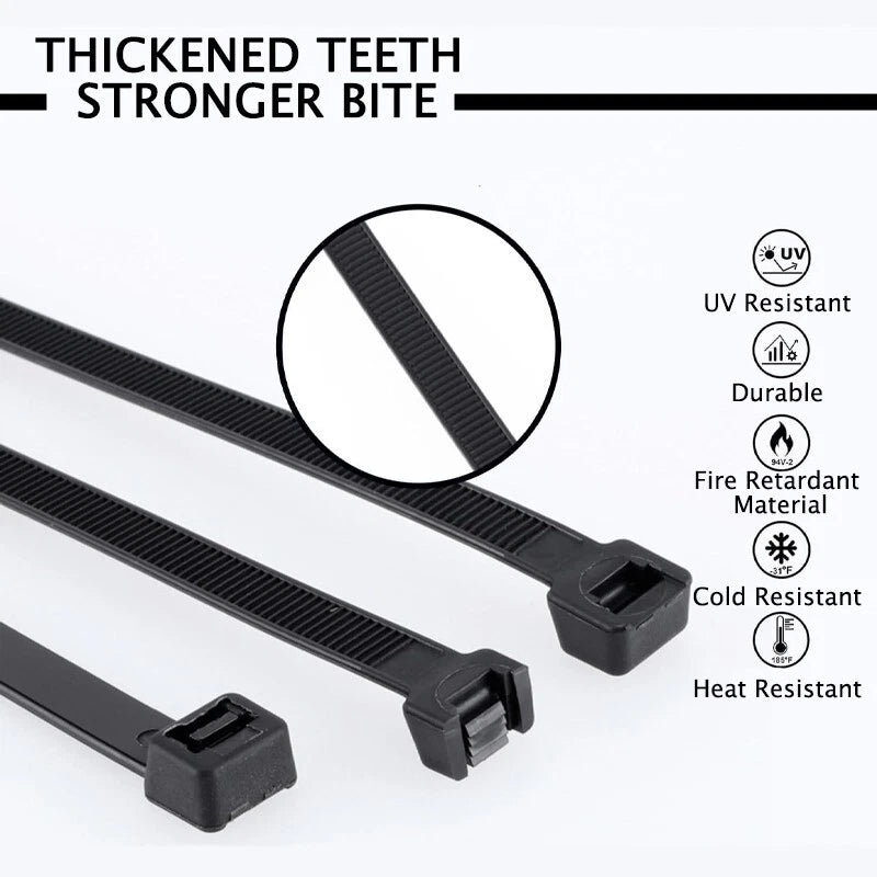 10-inch self-locking zipper cable ties, suitable for homes, garages and workshop