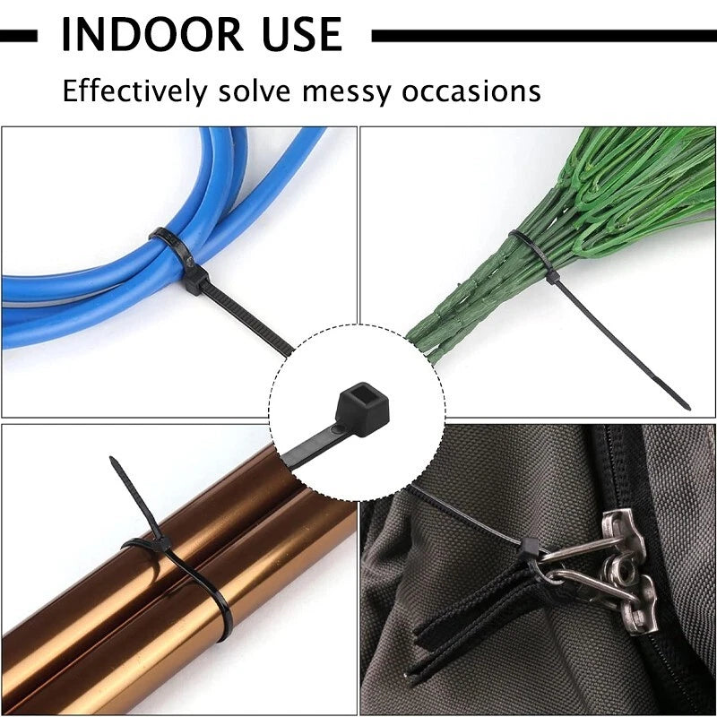 10-inch self-locking zipper cable ties, suitable for homes, garages and workshop