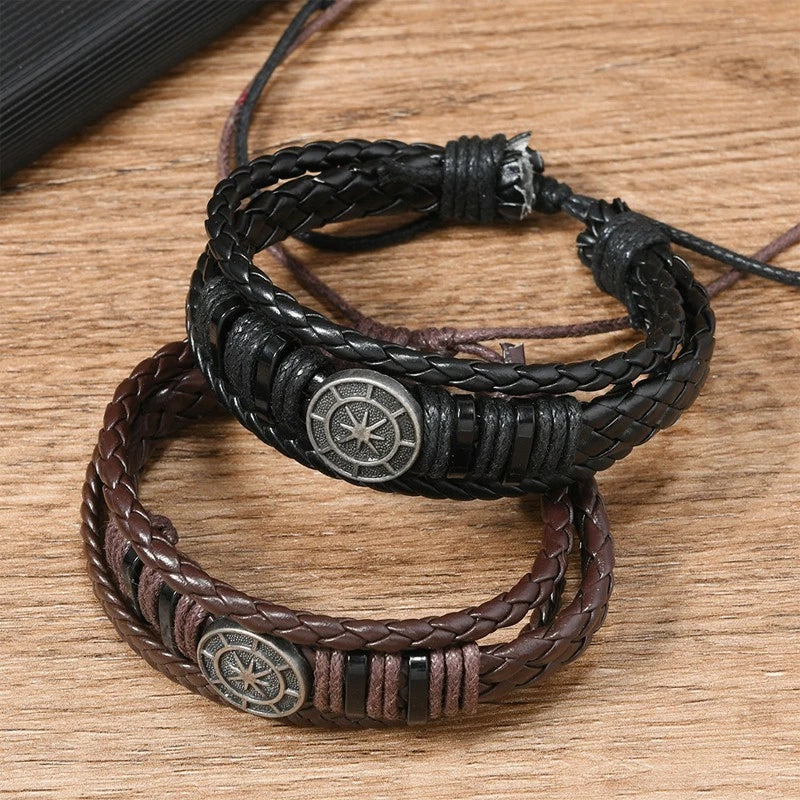 Vintage astrological chart woven bracelet with adjustable wrap-around chain-1pcs