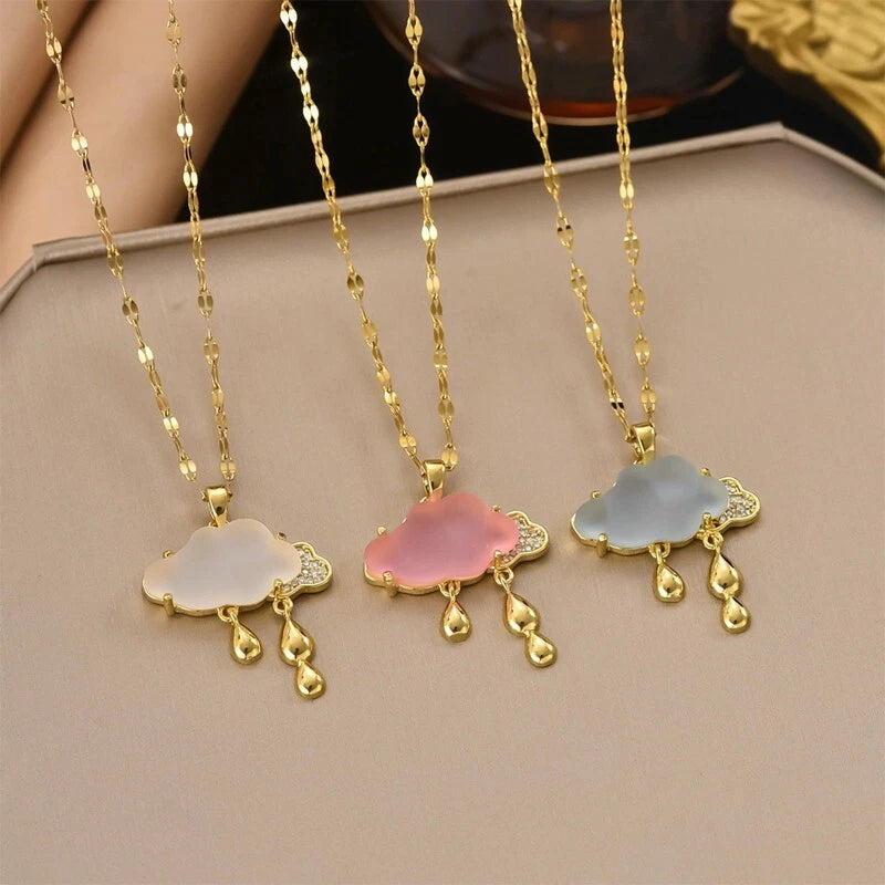 Cloud water drop necklace, ladies' pendant, tear drop necklace, birthday gift