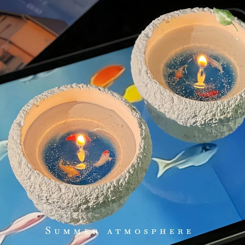 Scented candles (4 pcs), Freesia/Ocean scent, for relaxation and air freshening