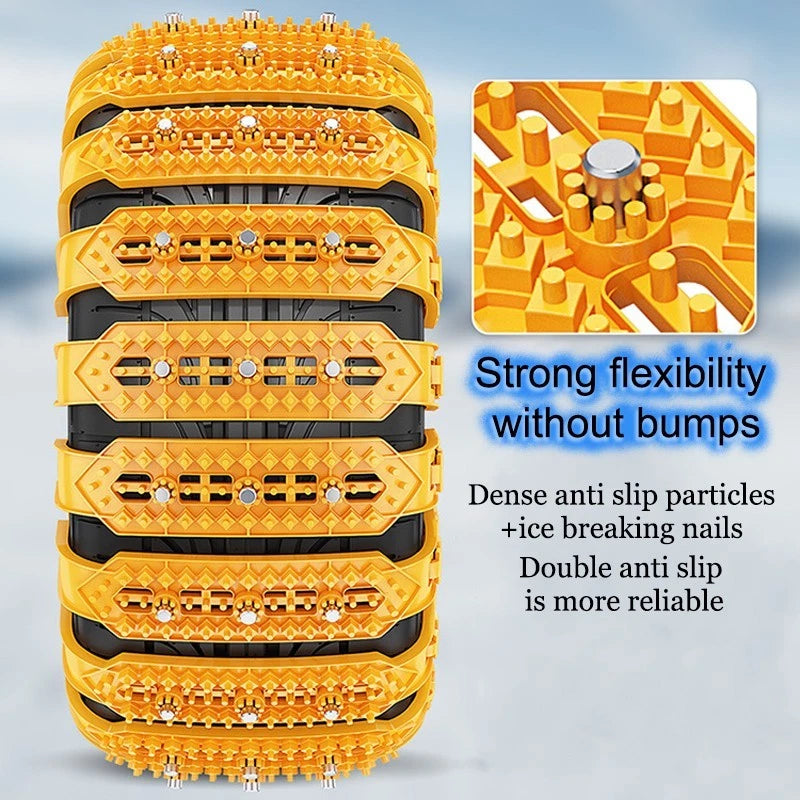 10-piece anti-slip tire chains, suitable for emergency use on passenger cars.