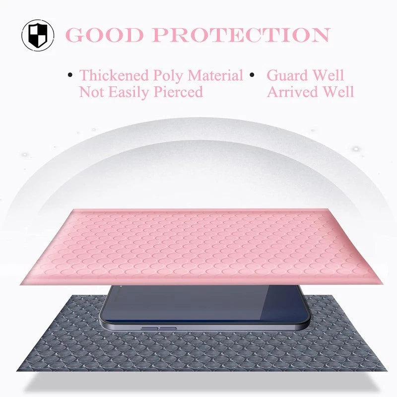 25 Pink Poly Bubble Mailers, 6.5 x 8.5 inches – Heavy-Duty Shipping Bags