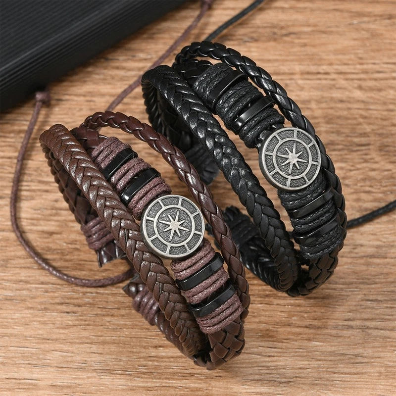 Vintage astrological chart woven bracelet with adjustable wrap-around chain-1pcs