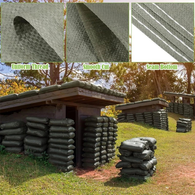 Green polyethylene sandbags 16 x 24in，for flood control/construction sites-30pcs