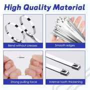 48x200mm Stainless Steel Metal Cable Ties, 300 Pack – Heavy-Duty Fasteners