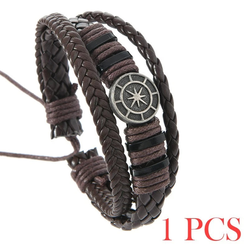 Vintage astrological chart woven bracelet with adjustable wrap-around chain-1pcs