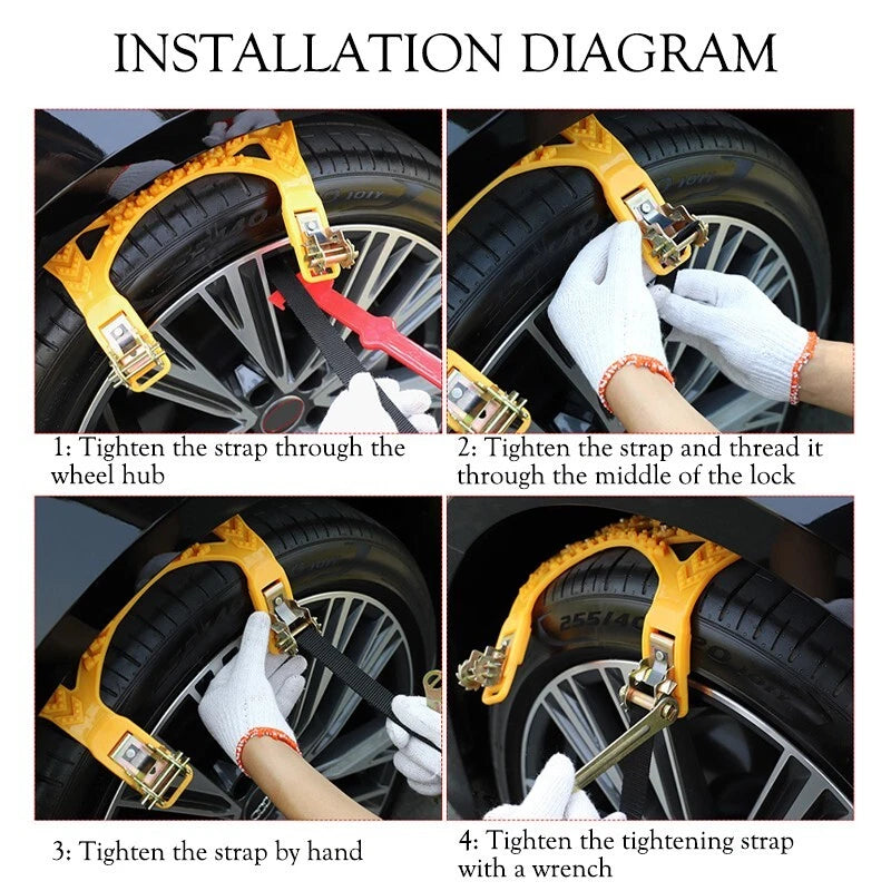 Snow chain, emergency tire chain, suitable for car and SUV tires (6-piece set)