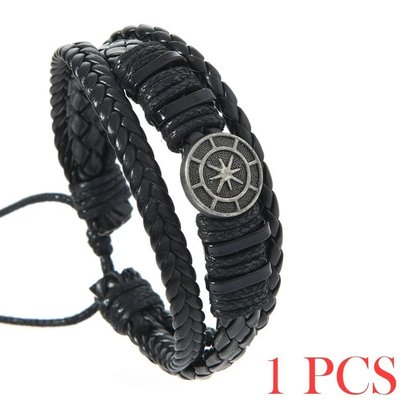 Vintage astrological chart woven bracelet with adjustable wrap-around chain-1pcs