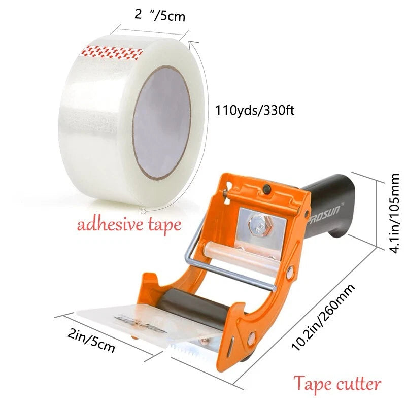 2-inch wide tape gun distributor, packaging seal cutter, tape feeding, orange