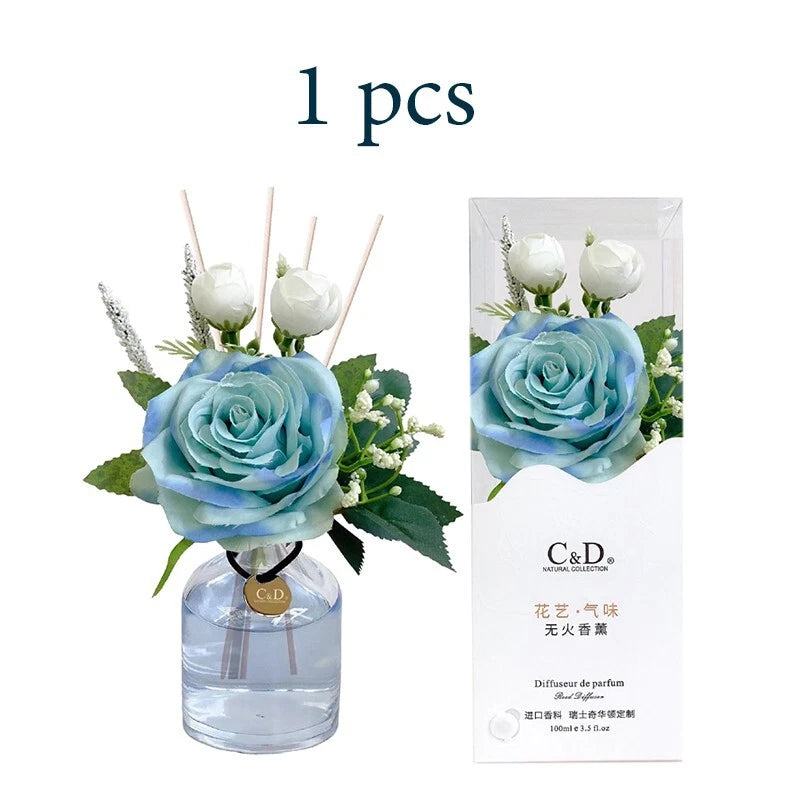 Artificial flower diffuser with stick, lavender floral, home decor -100ml