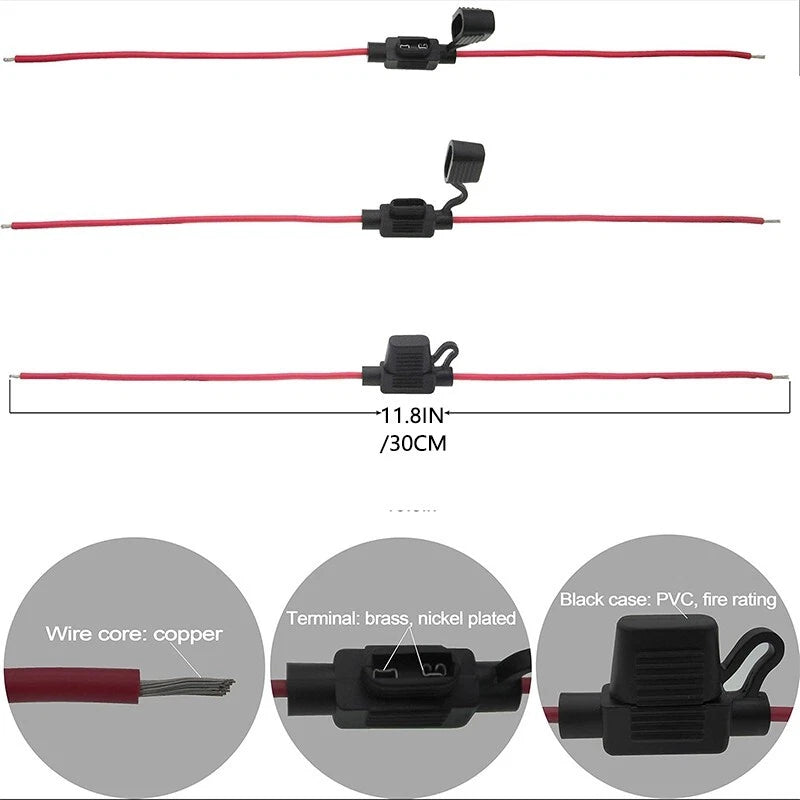 Fuse holder 18AWG waterproof fuse holder black, suitable for ATC/ATO fuses