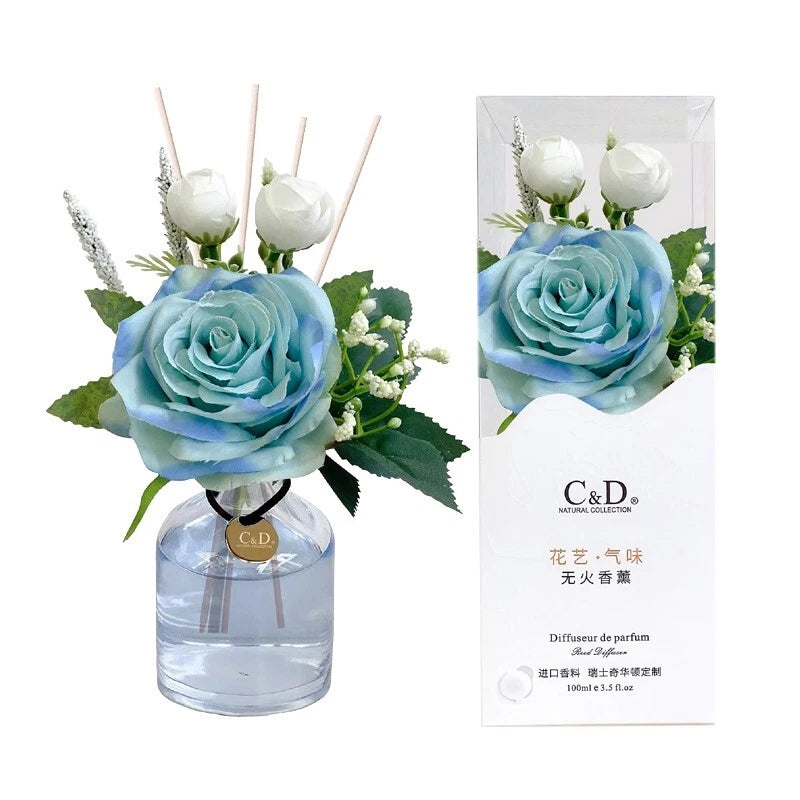 Artificial flower diffuser with stick, lavender floral, home decor -100ml