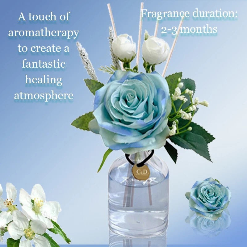 Artificial flower diffuser with stick, lavender floral, home decor -100ml