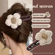 Plush flower hair clip, sweet elegant duck beak clip winter style back hair clip