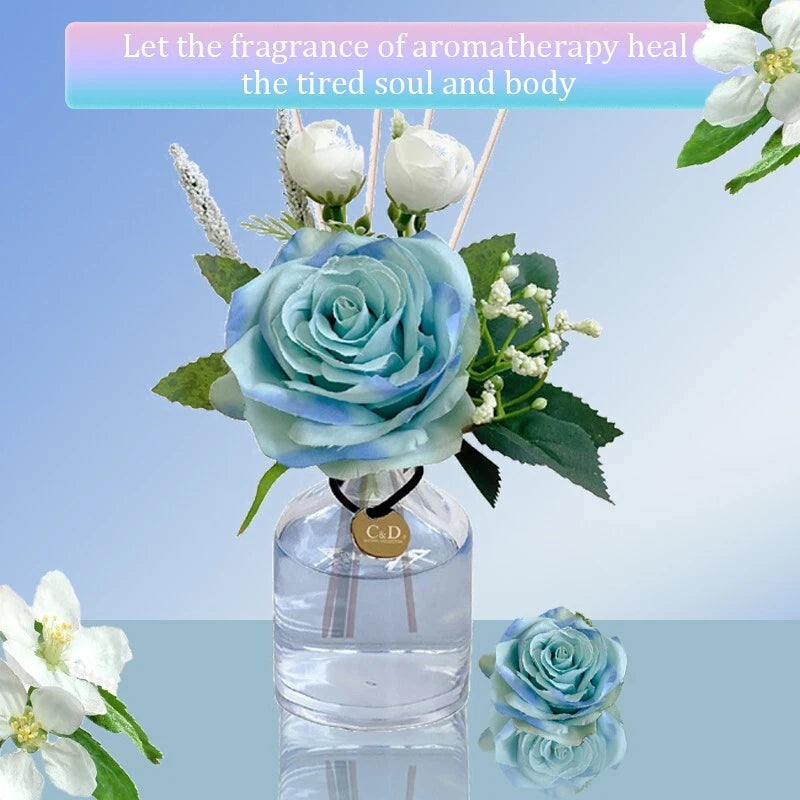 Artificial flower diffuser with stick, lavender floral, home decor -100ml