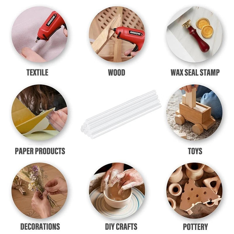 Full-size hot melt adhesive stick, 12 x 0.43 inches, strong bonding adhesive