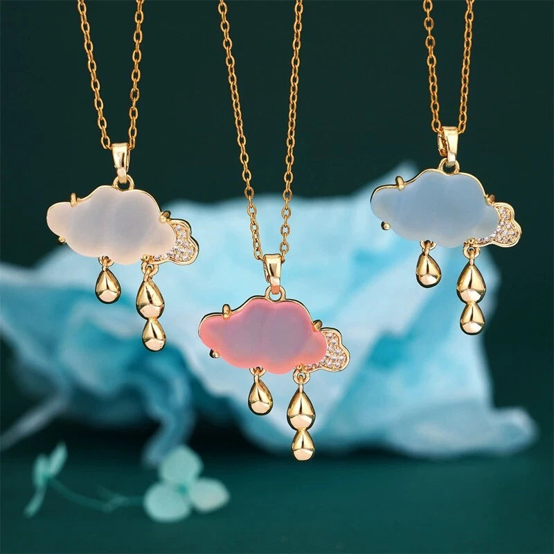 Cloud water drop necklace, ladies' pendant, tear drop necklace, birthday gift