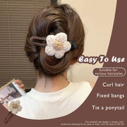 Plush flower hair clip, sweet elegant duck beak clip winter style back hair clip